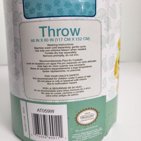 Animal Crossing New Horizons Super Soft Throw Plush Blanket 46" X 60" Nintendo - Picture 6 of 13